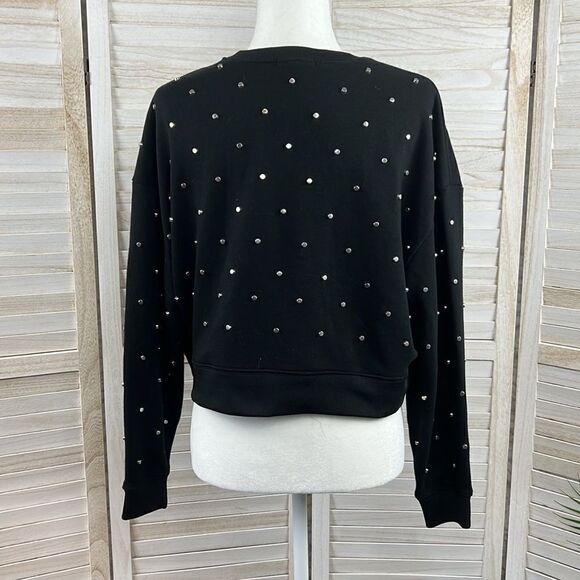 3/$25 AQUA Silver Studded Cropped Sweatshirt Sweater Medium - Picture 8 of 14